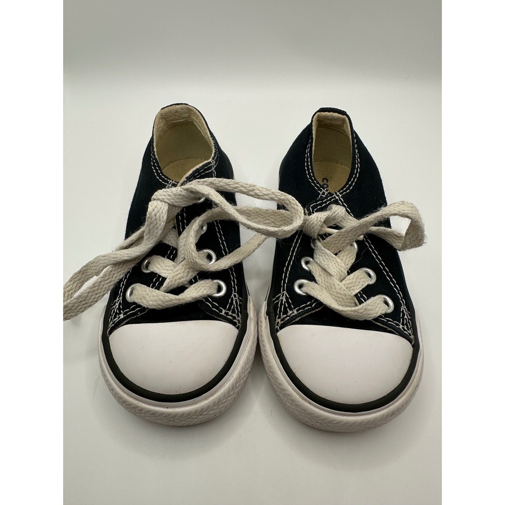 Converse All Star Toddler Sneakers Low Top Black‎ Canvas Shoes US Size 5